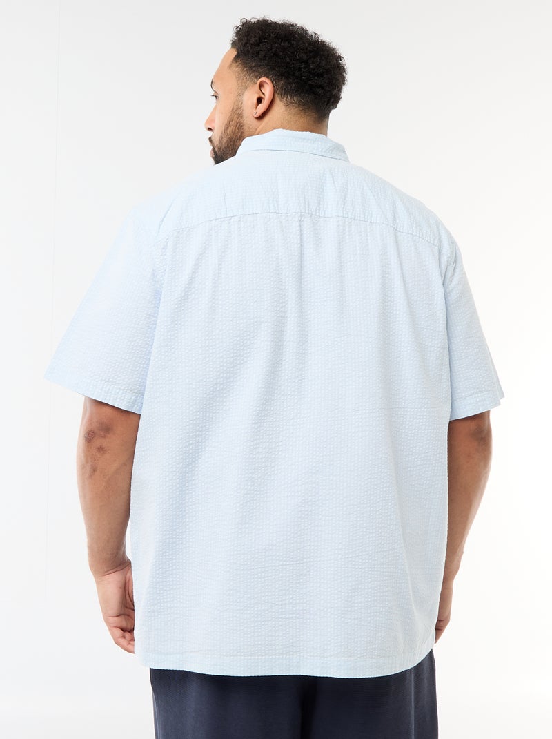 Camisa de manga corta en material crepé Azul - Kiabi