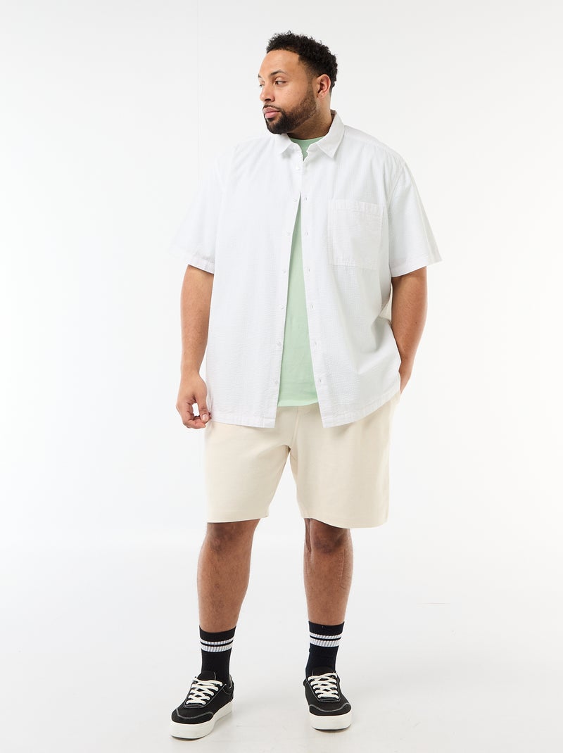 Camisa de manga corta en material crepé Blanco - Kiabi