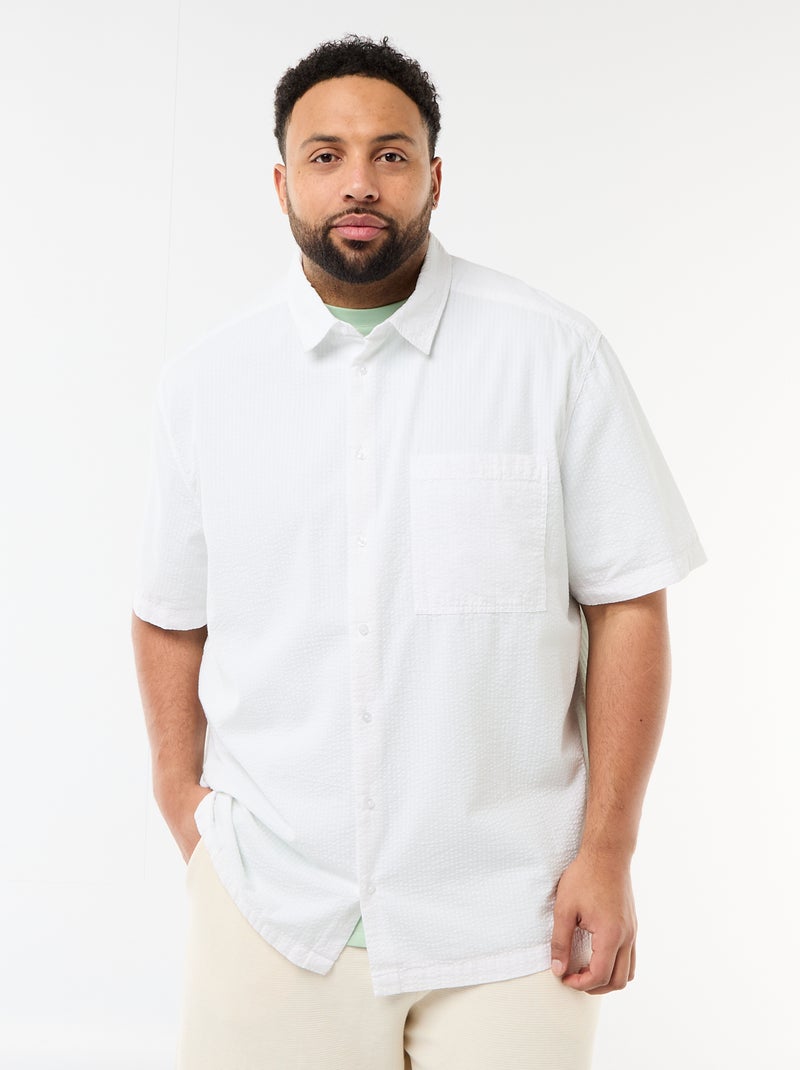 Camisa de manga corta en material crepé Blanco - Kiabi