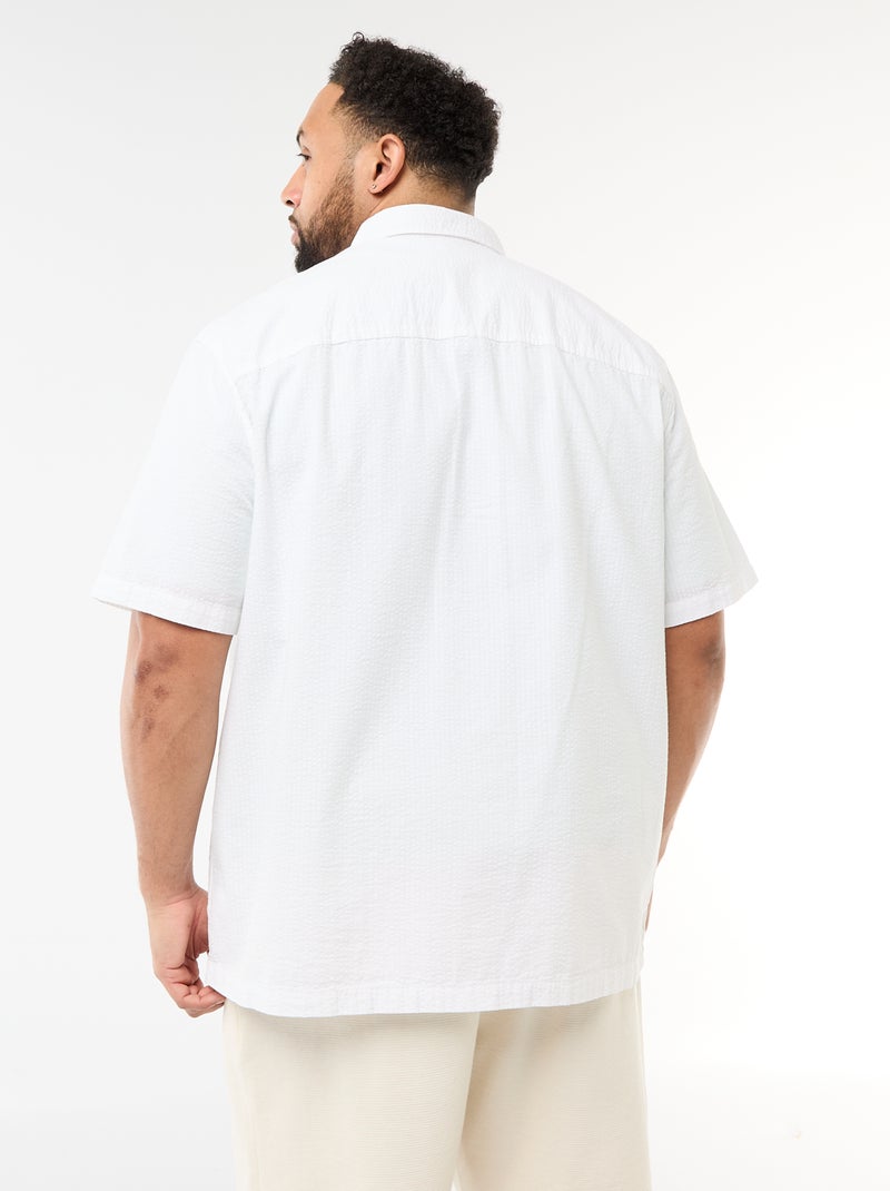 Camisa de manga corta en material crepé Blanco - Kiabi