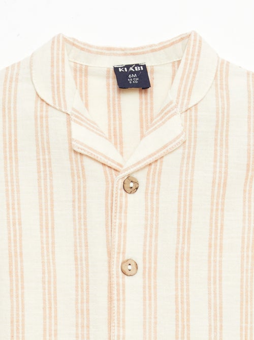 Camisa de manga corta en mezcla de algodón y lino - Kiabi