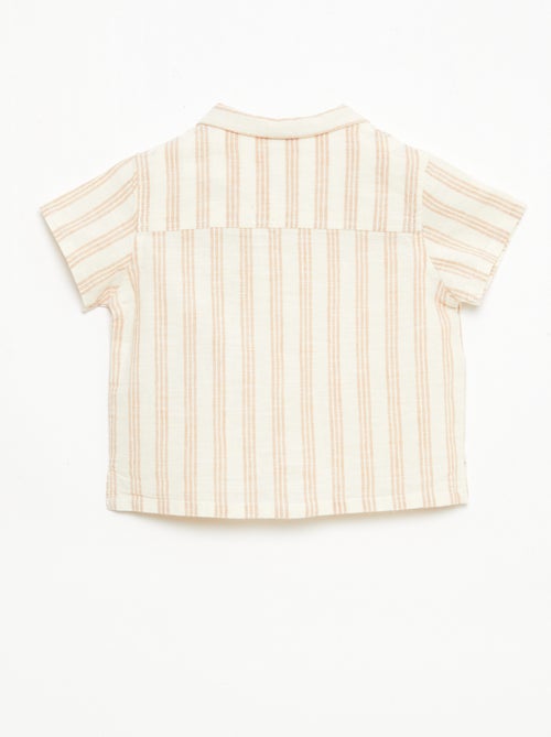Camisa de manga corta en mezcla de algodón y lino - Kiabi