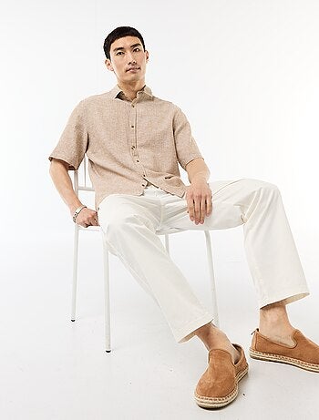 Camisa de manga corta en mezcla de lino