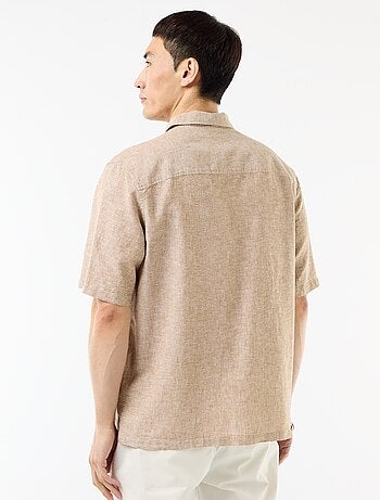 Camisa de manga corta en mezcla de lino