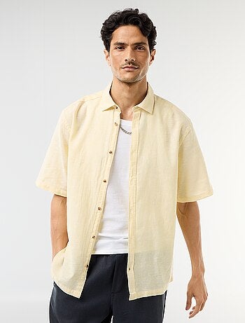 Camisa de manga corta en mezcla de lino