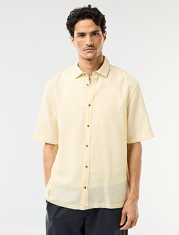 Camisa de manga corta en mezcla de lino
