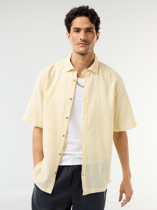 Camisa de manga corta en mezcla de lino - Kiabi