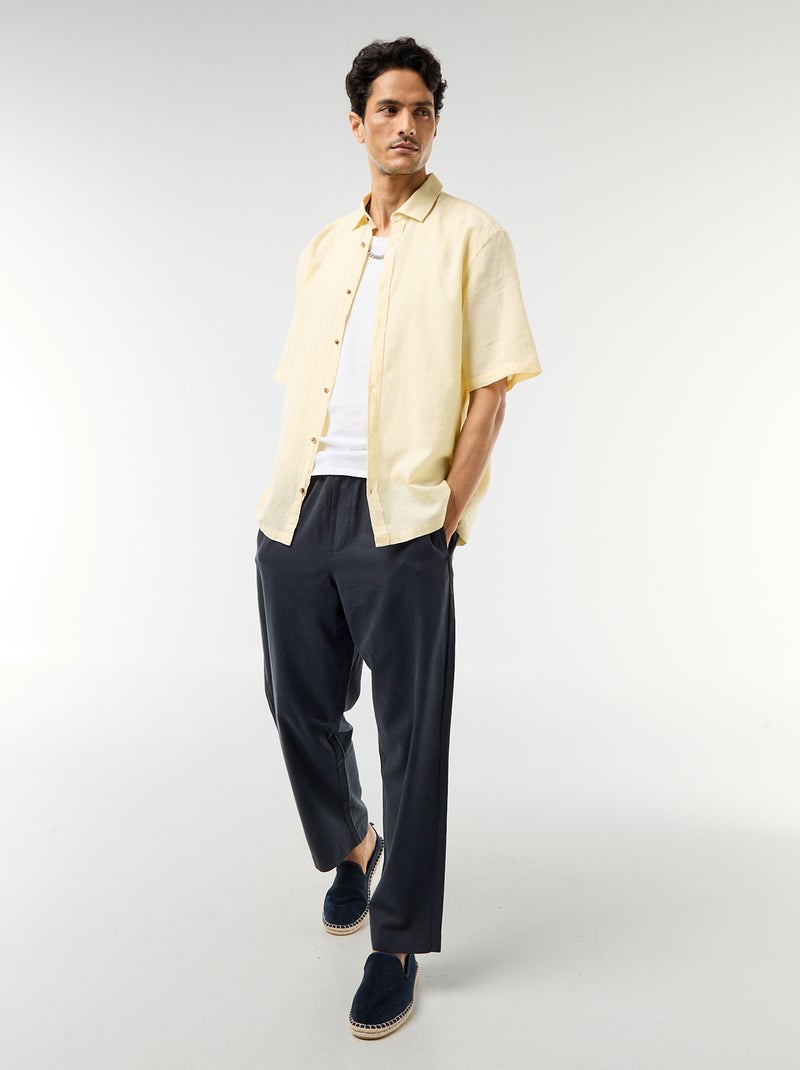 Camisa de manga corta en mezcla de lino Amarillo - Kiabi