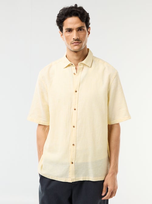 Camisa de manga corta en mezcla de lino - Kiabi