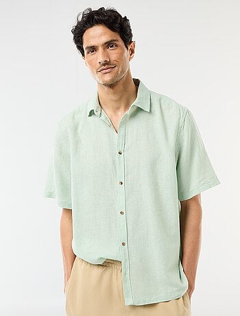Camisa de manga corta en mezcla de lino