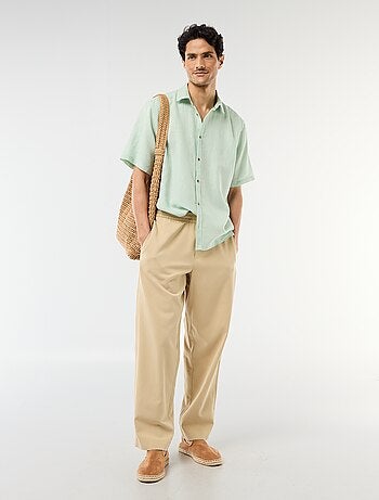 Camisa de manga corta en mezcla de lino