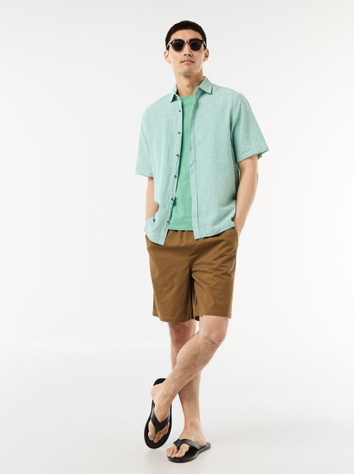 Camisa de manga corta en mezcla de lino - Kiabi
