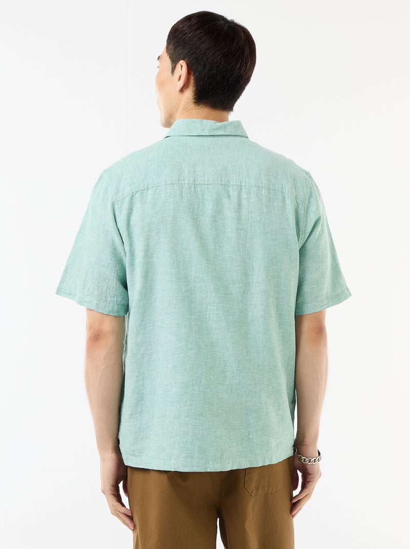 Camisa de manga corta en mezcla de lino Azul - Kiabi