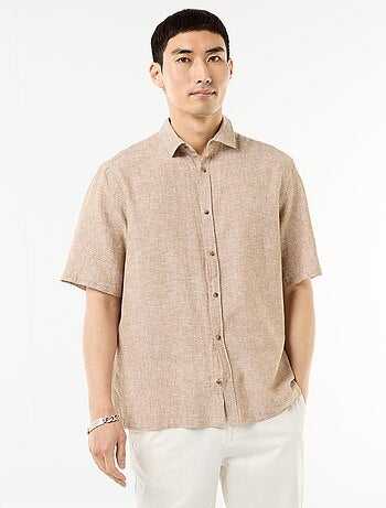 Camisa de manga corta en mezcla de lino