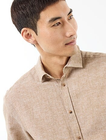 Camisa de manga corta en mezcla de lino