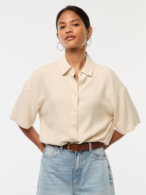 Camisa de manga corta en mezcla de lino - Kiabi
