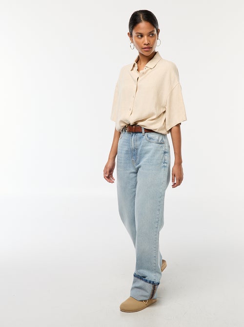 Camisa de manga corta en mezcla de lino - Kiabi