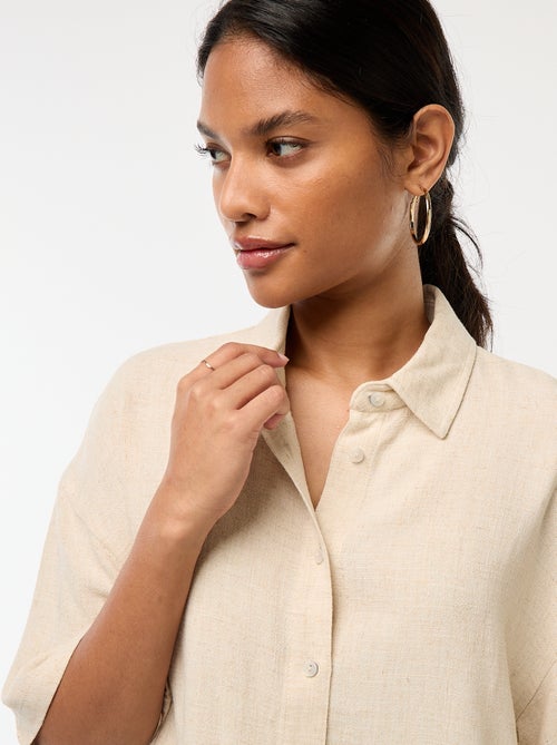 Camisa de manga corta en mezcla de lino - Kiabi
