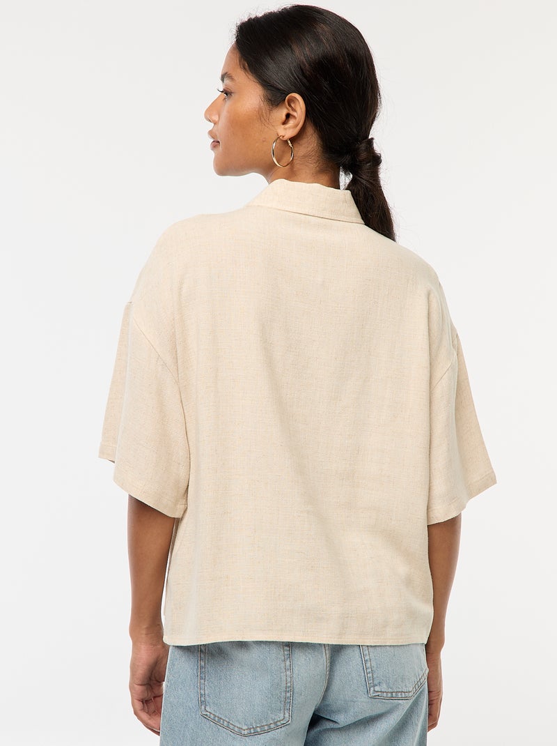 Camisa de manga corta en mezcla de lino Blanco - Kiabi