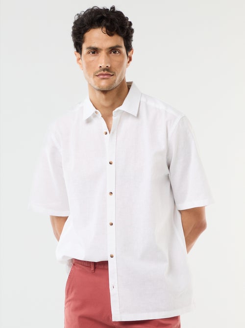 Camisa de manga corta en mezcla de lino - Kiabi