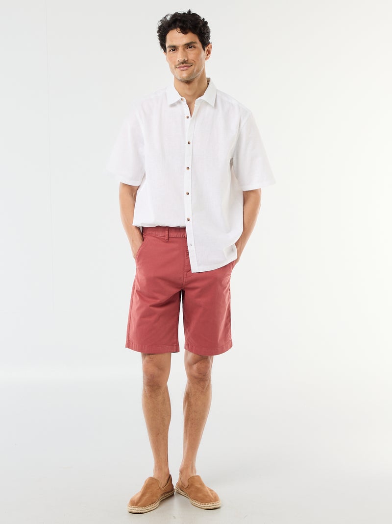 Camisa de manga corta en mezcla de lino Blanco - Kiabi