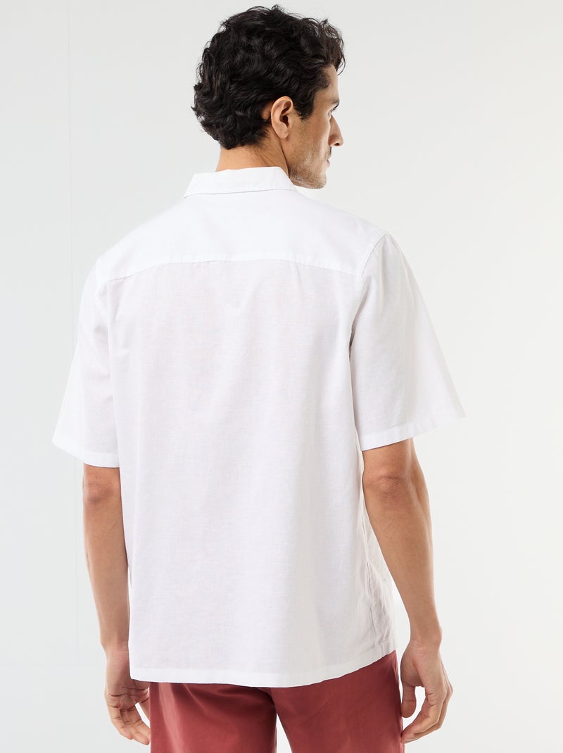 Camisa de manga corta en mezcla de lino Blanco - Kiabi