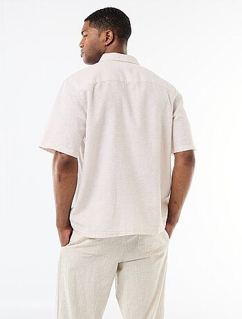 Camisa de manga corta en mezcla de lino