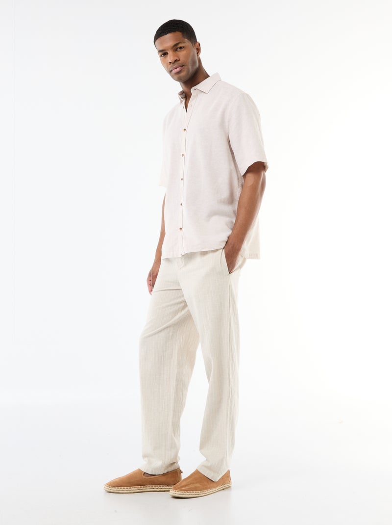 Camisa de manga corta en mezcla de lino Crudo - Kiabi