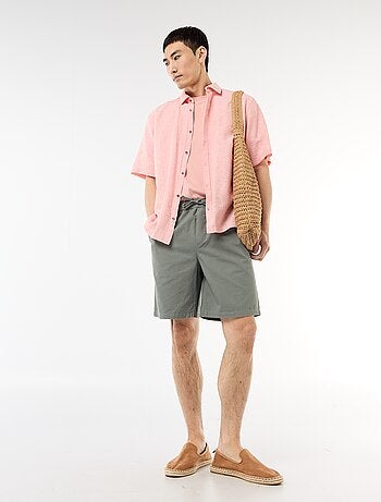 Camisa de manga corta en mezcla de lino