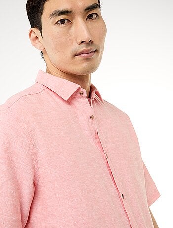 Camisa de manga corta en mezcla de lino