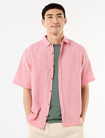 Camisa de manga corta en mezcla de lino