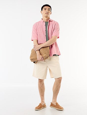 Camisa de manga corta en mezcla de lino