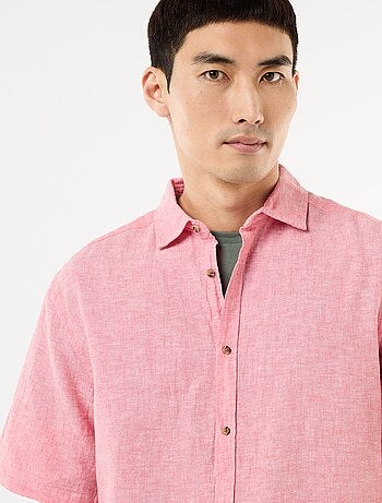 Camisa de manga corta en mezcla de lino