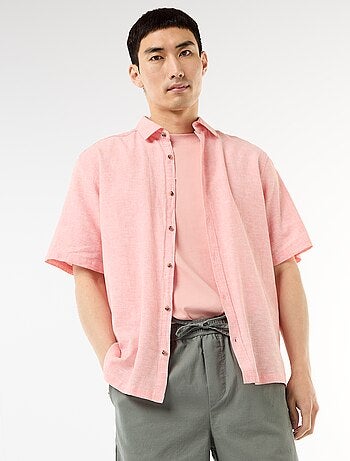 Camisa de manga corta en mezcla de lino