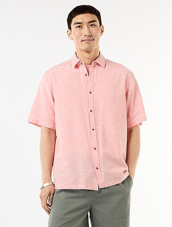 Camisa de manga corta en mezcla de lino