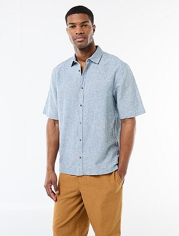 Camisa de manga corta en mezcla de lino