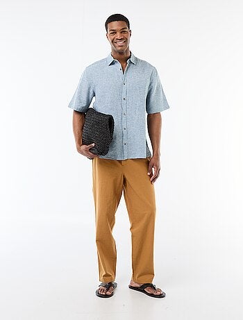Camisa de manga corta en mezcla de lino