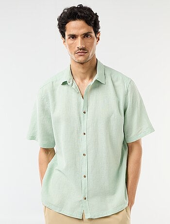 Camisa de manga corta en mezcla de lino