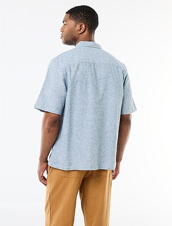 Camisa de manga corta en mezcla de lino