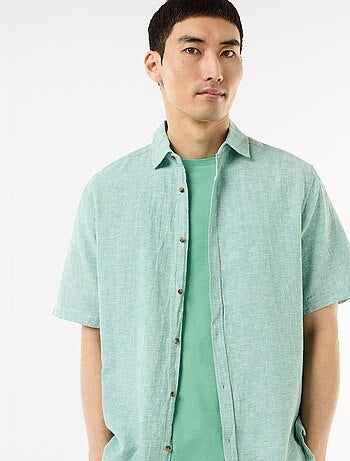 Camisa de manga corta en mezcla de lino