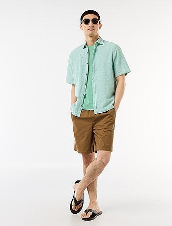 Camisa de manga corta en mezcla de lino