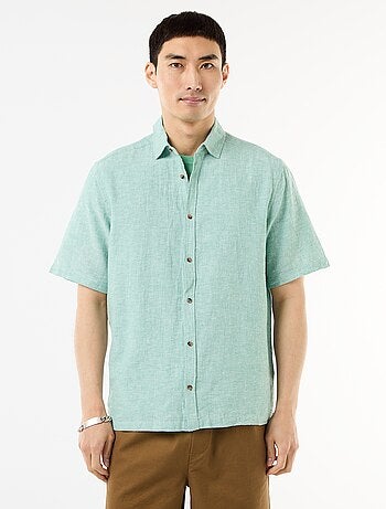Camisa de manga corta en mezcla de lino
