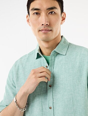 Camisa de manga corta en mezcla de lino