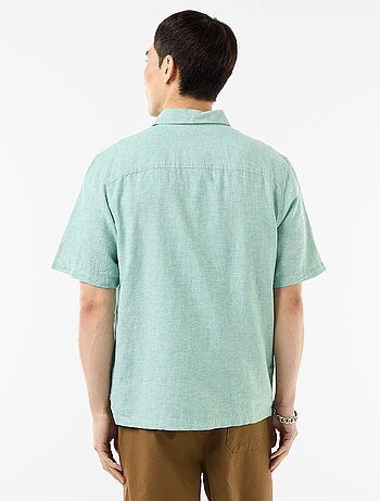 Camisa de manga corta en mezcla de lino