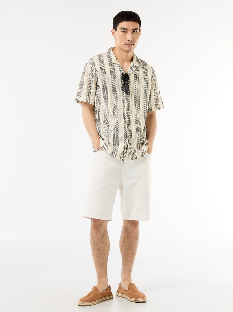 Camisa de manga corta en punto de croché Blanco - Kiabi