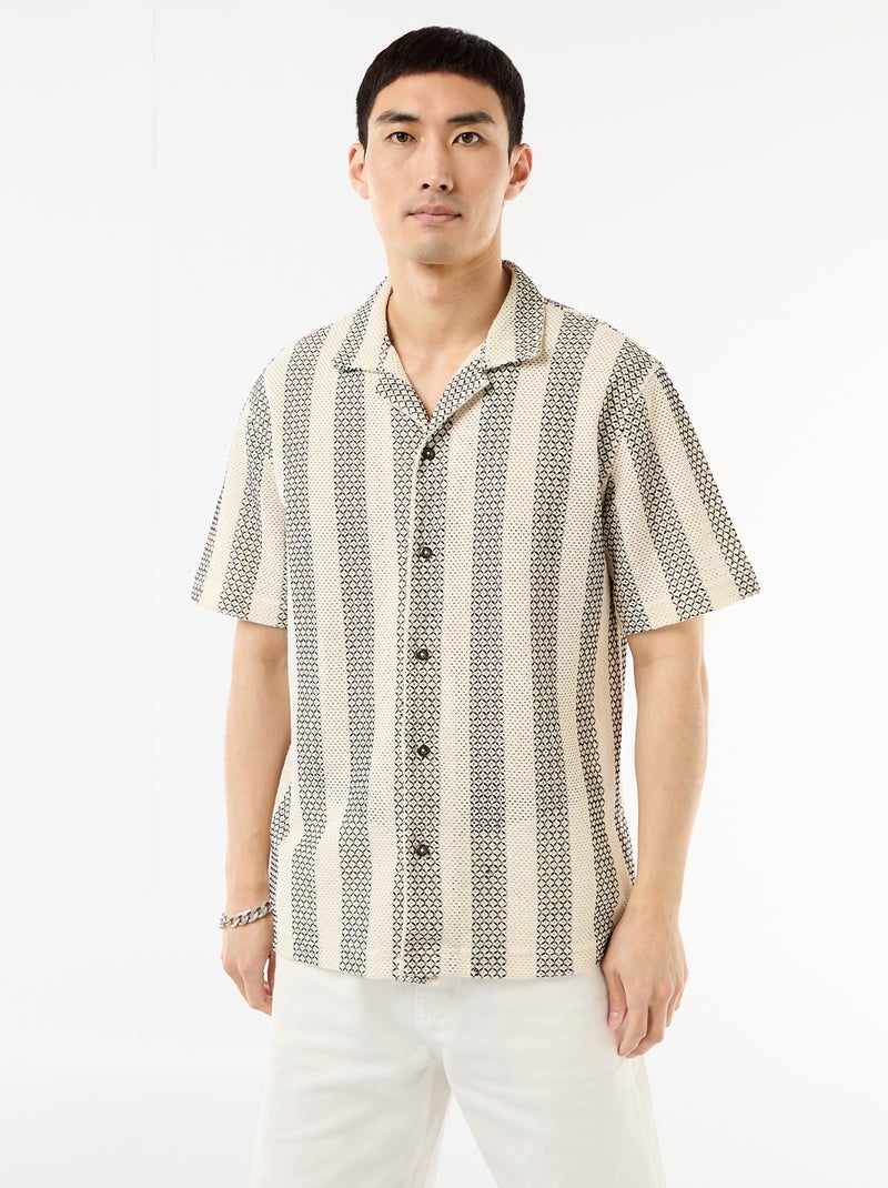 Camisa de manga corta en punto de croché Blanco - Kiabi