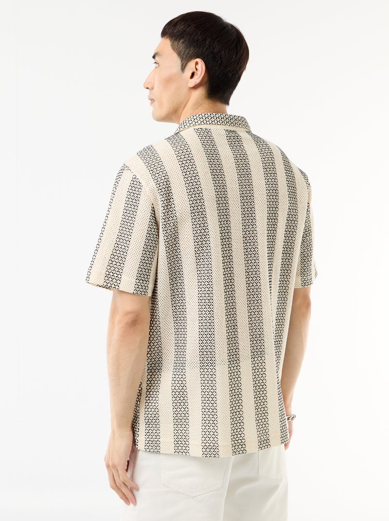 Camisa de manga corta en punto de croché Blanco - Kiabi