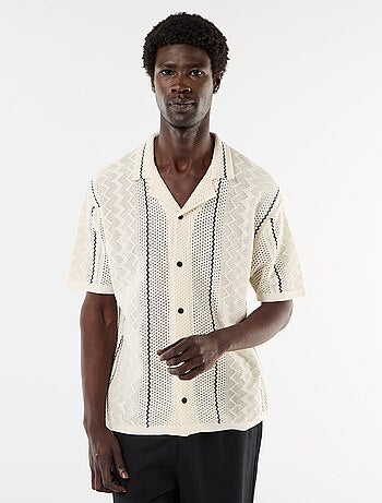Camisa de manga corta en punto fantasía