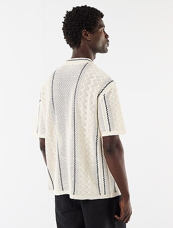 Camisa de manga corta en punto fantasía