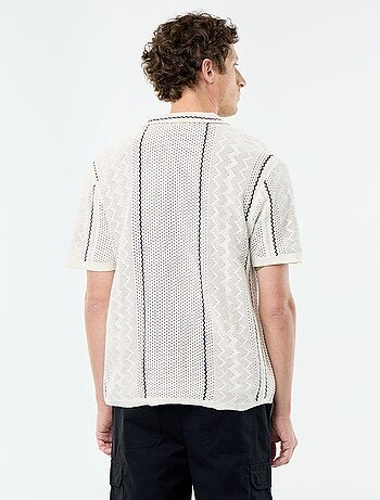 Camisa de manga corta en punto fantasía